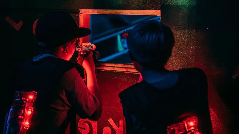 Laser tag for kids in neon light