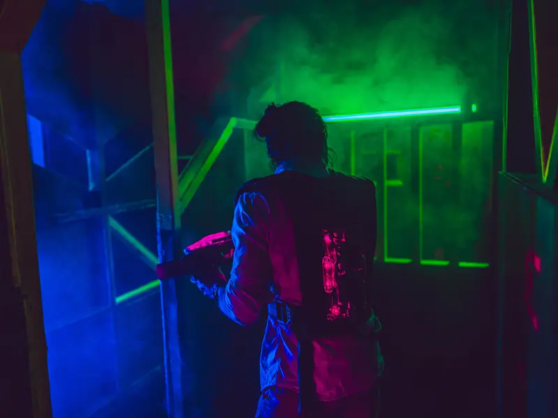 Laser tag in green light