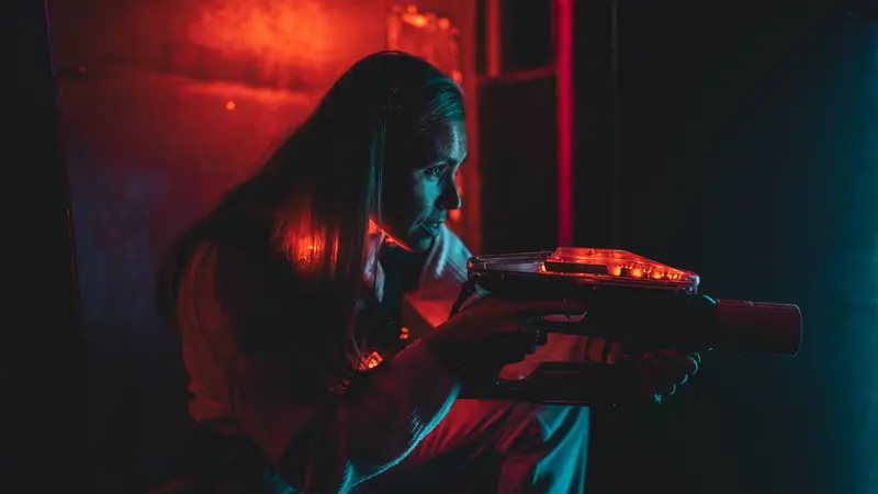 Player in the laser tag arena